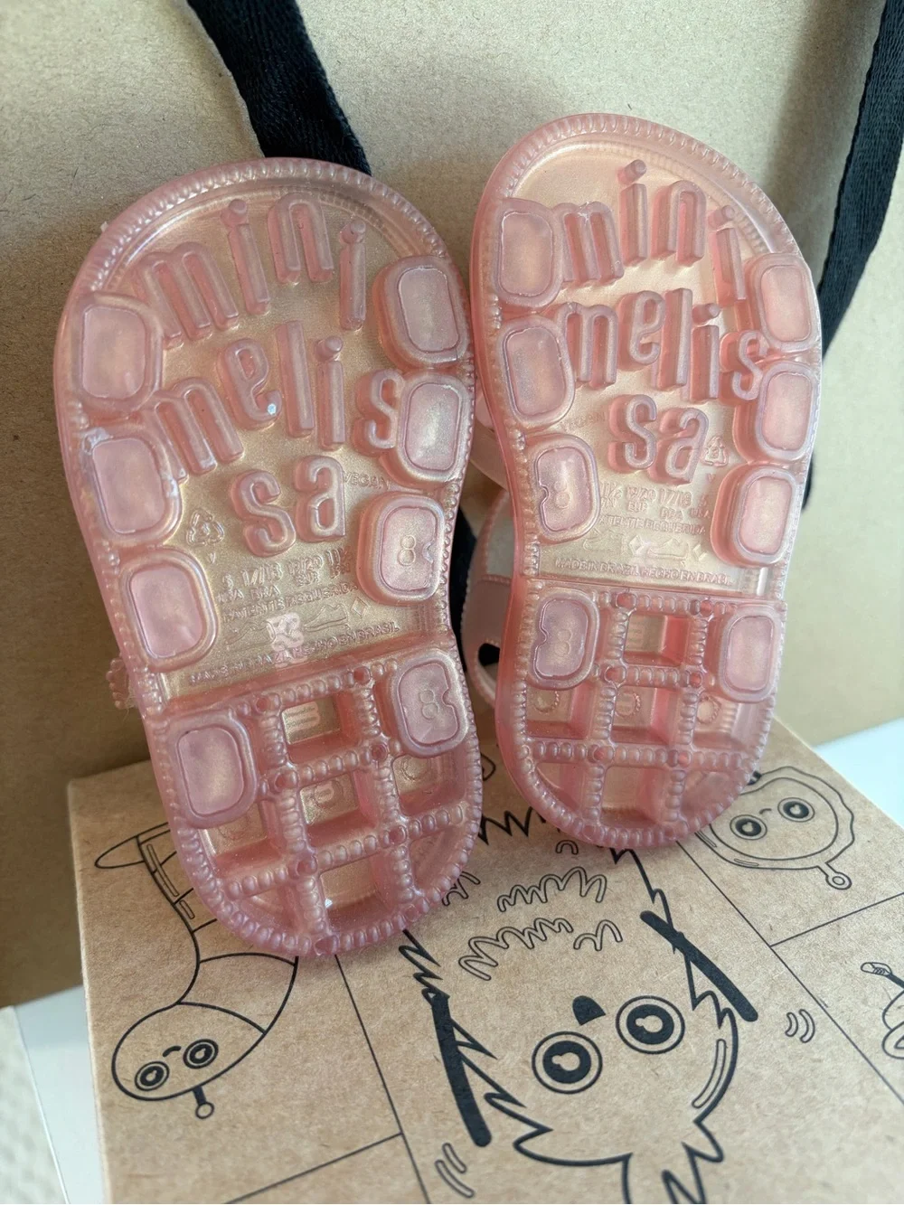 NWOT Mini Melissa Rose Gold Jelly Sandals with Pink Daisy Accent